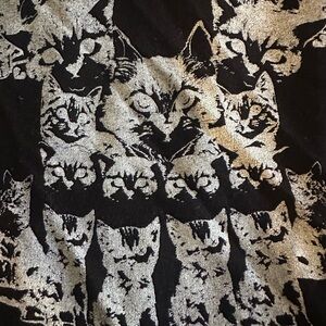 SugarFix Black Cat Patterned High-Low Shirt